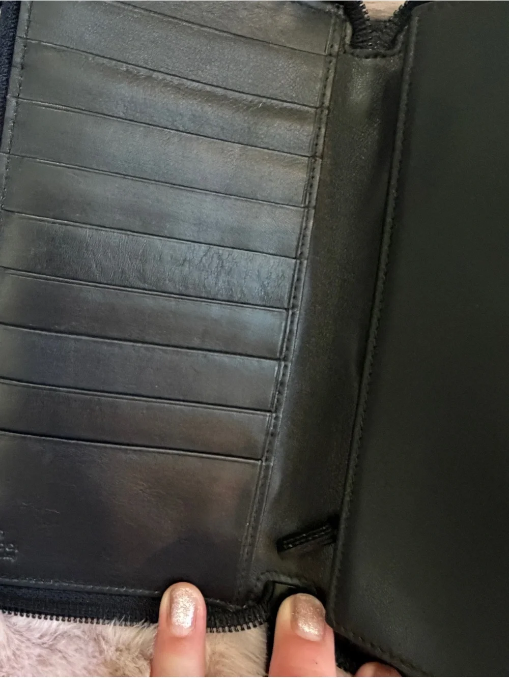Gucci Black Leather Wallet with Embossed Logo